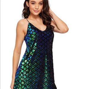 Sequin Blue and Green Dress